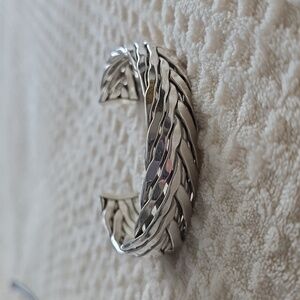 Mexico Heavy Sterling Silver Woven Cuff Bracelet, 56g